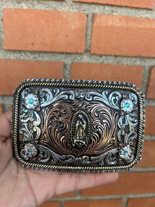Hebilla Charra La Guadalupana Azul