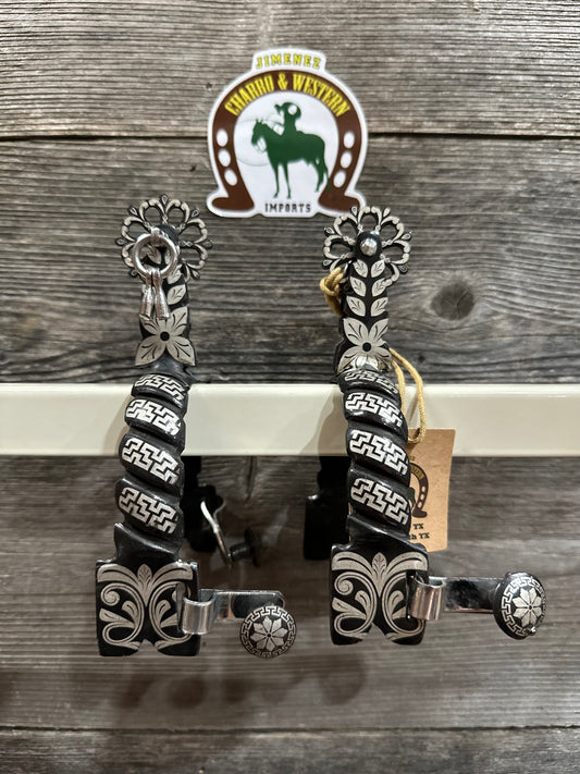 Espuelas Charras Artesanales Pavon negro con arete