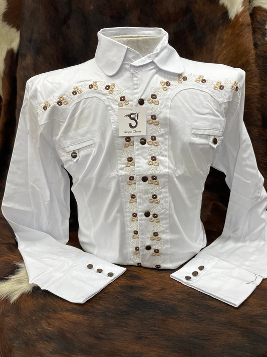 CAMISA CHARRA BLANCA CON DISEÑO