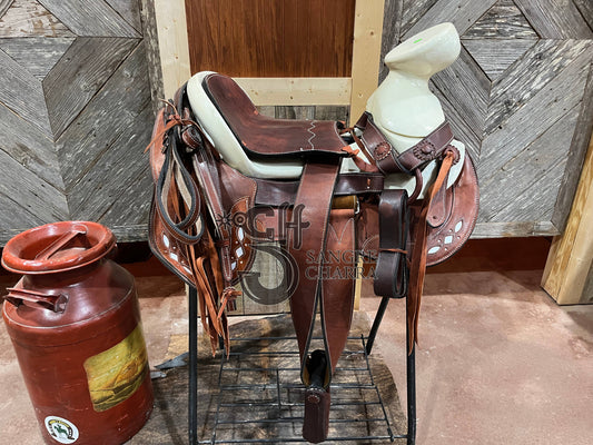 16" Brown Charro Working Charra Montura Saddle