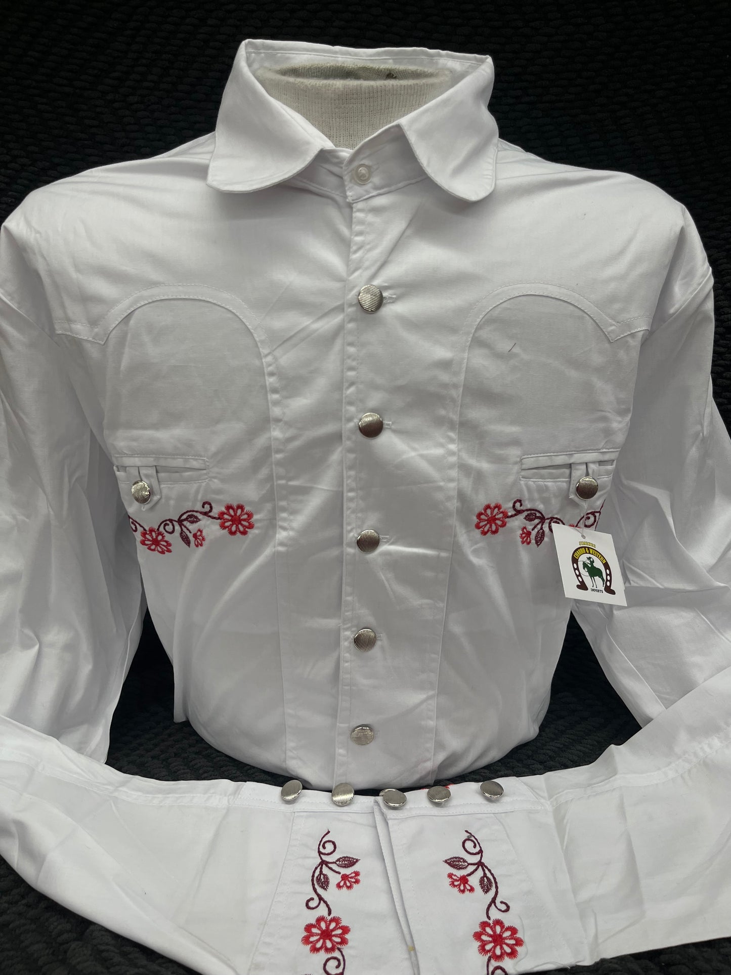 CAMISA CHARRA BLANCO CON ROJO