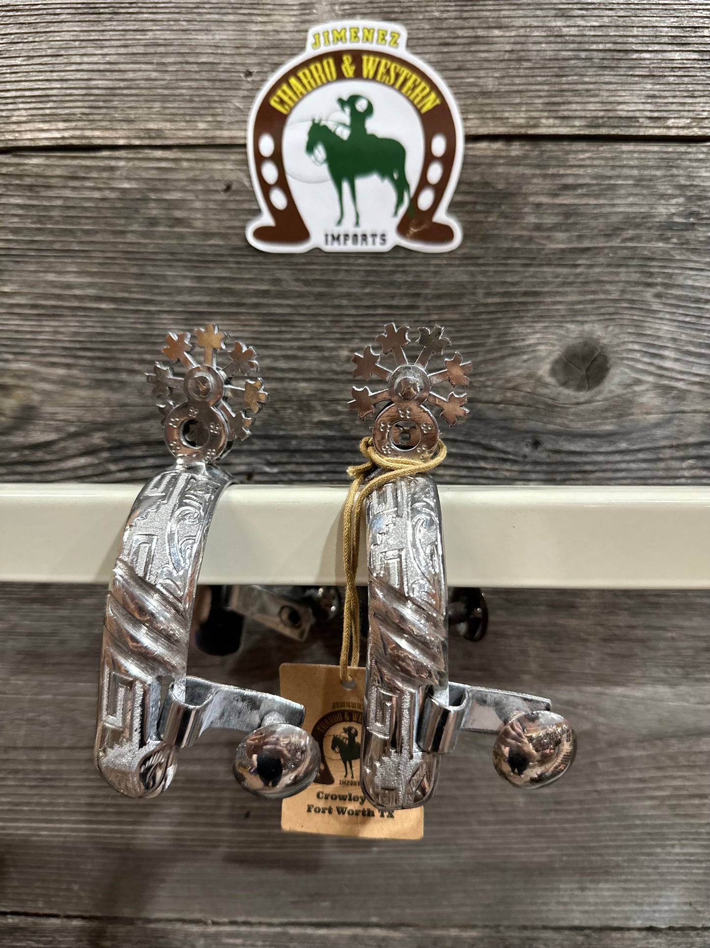 Espuelas Charras Escarbada Realzada de Acero Inoxidable