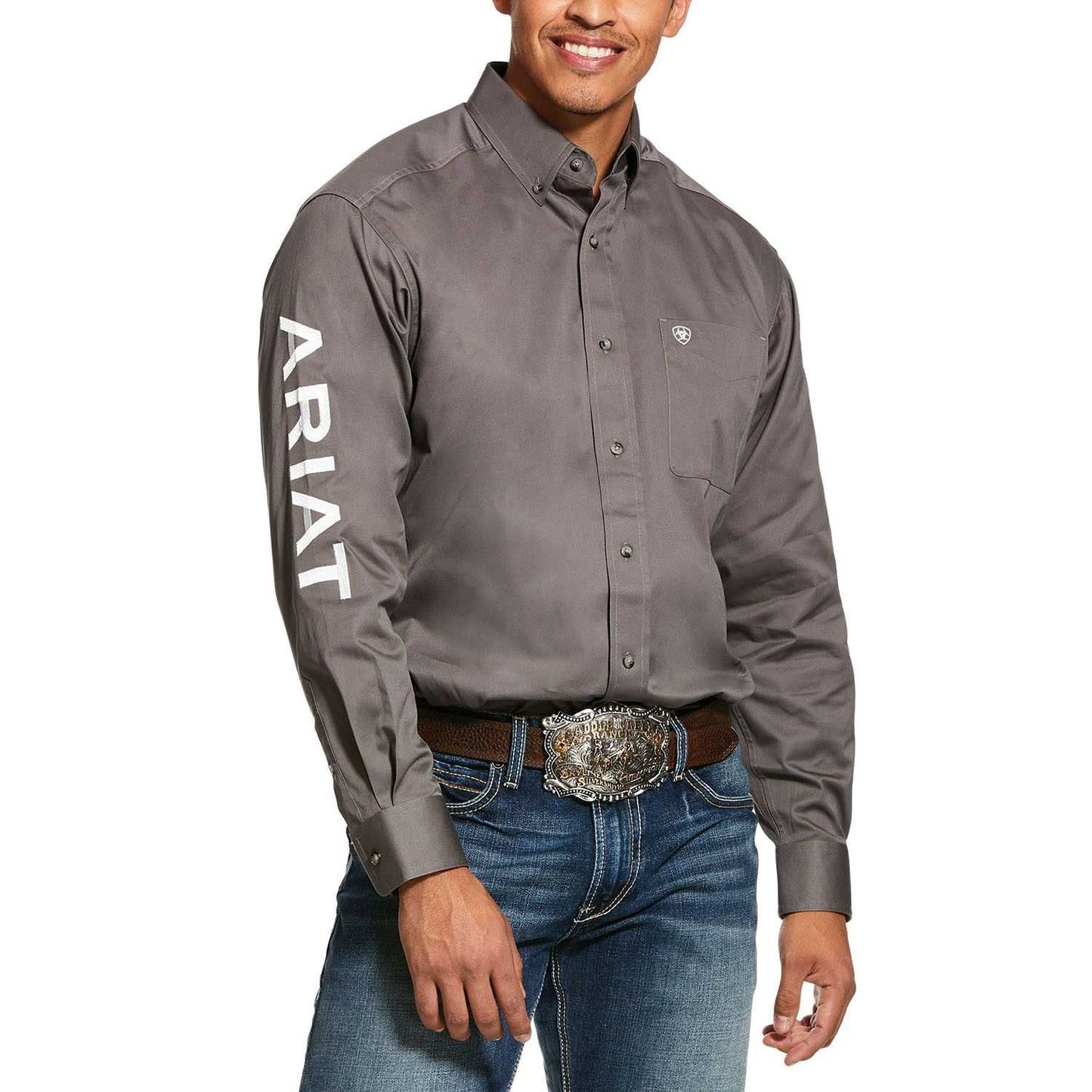 Ariat Team Logo Twill Classic Fit Shirt Plum Grey