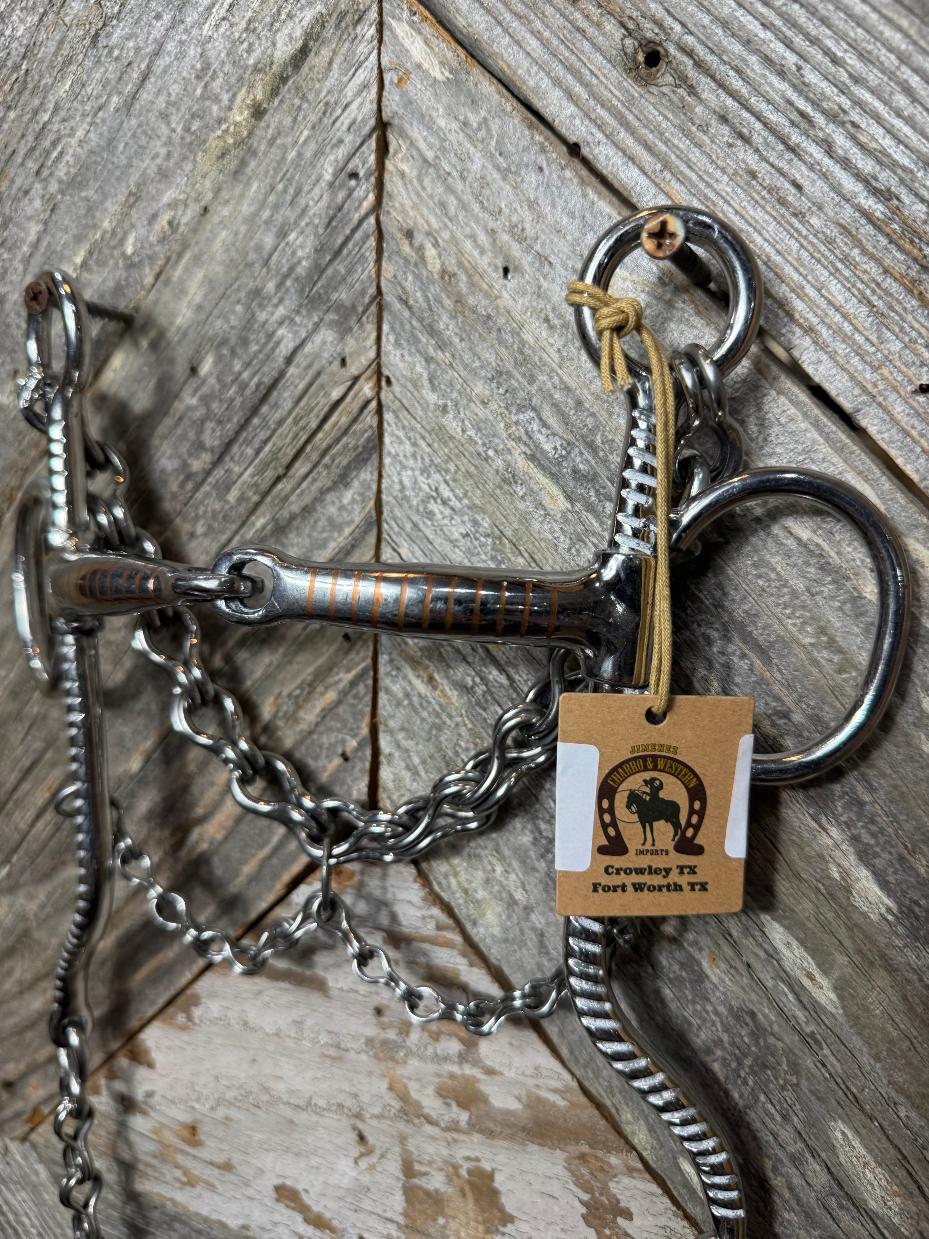 Freno Charro de Acero Inoxidable con Bocado Quebrado Tipo Snaffle 5-1/4 "