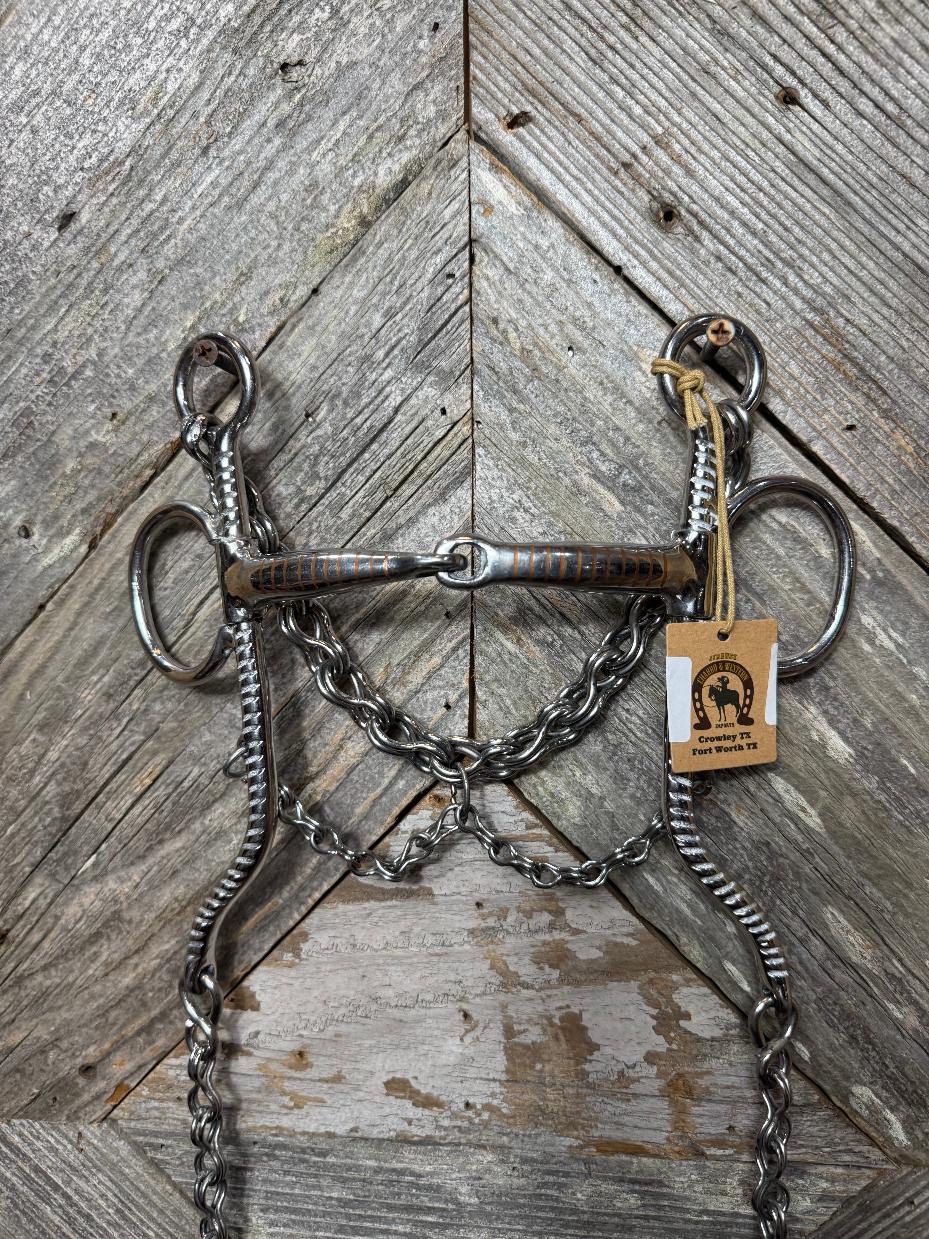 Freno Charro de Acero Inoxidable con Bocado Quebrado Tipo Snaffle 5-1/4 "
