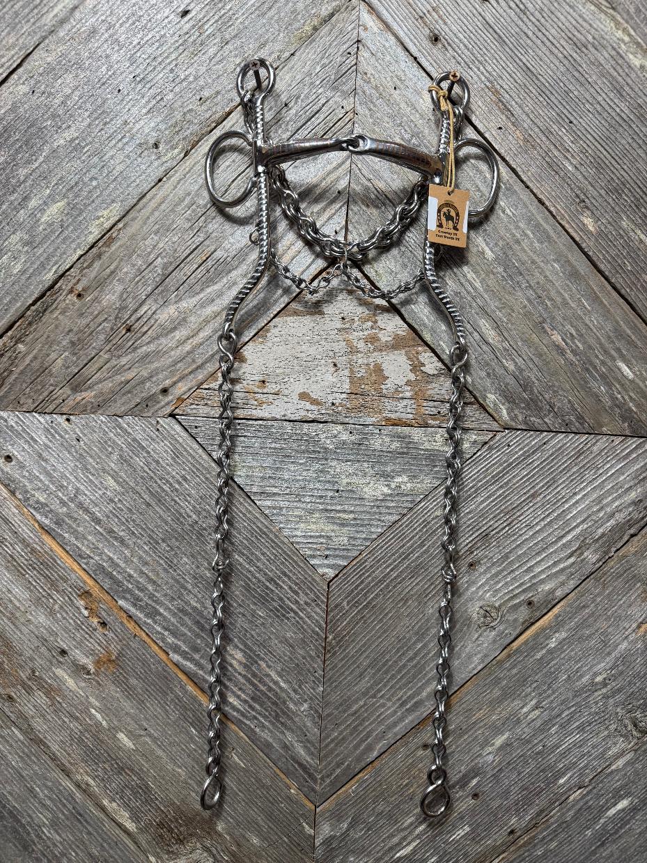 Freno Charro de Acero Inoxidable con Bocado Quebrado Tipo Snaffle 5-1/4 "